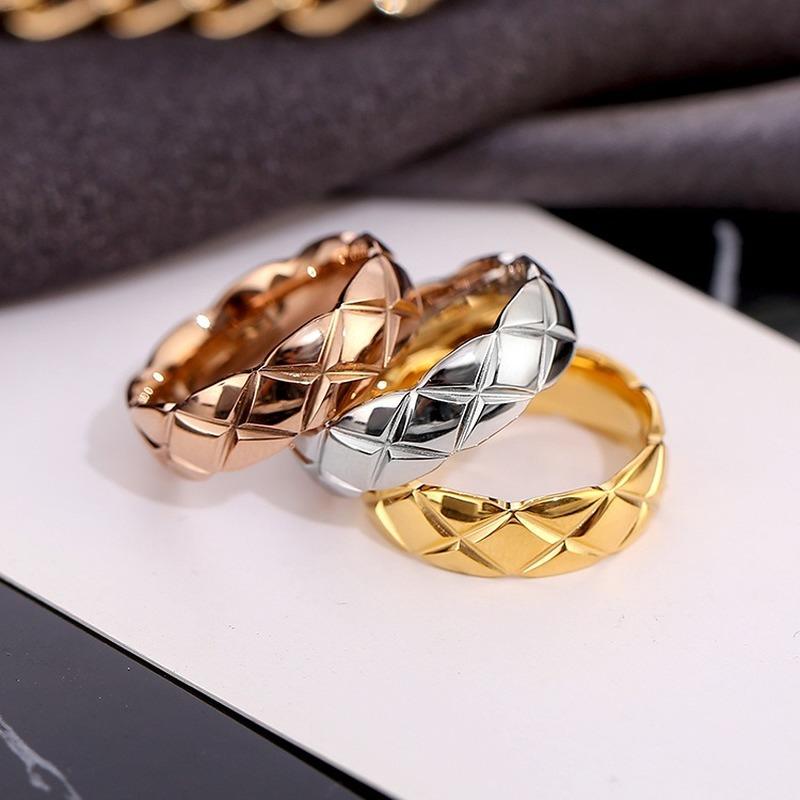 Wedding Rings Stainless Steel Engagement Couple Ring Wavy Rhombus For Woman Men Love Promise Jewelry-image-711464326