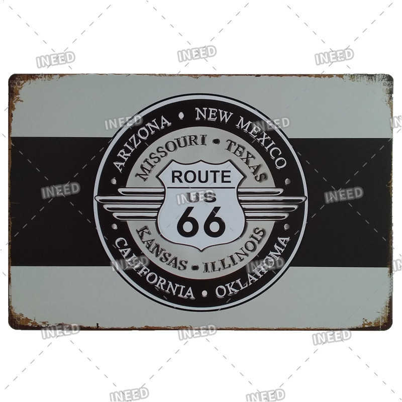 

Nostalgic American Old 66 Metal Sign Vintage Route 66 Tin Poster Plaque Garage Wall Sticker Retro Road Signs Decoration