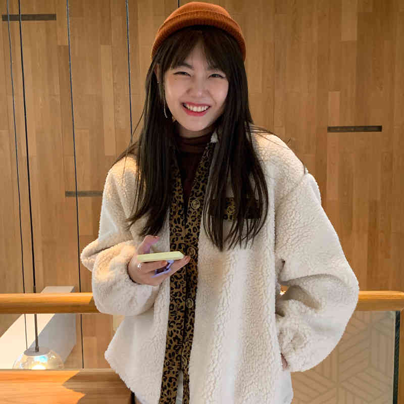 

women's sweaters leopard skin film control integrated wool jacket lapels edition han short female loose coat d0mz, White;black