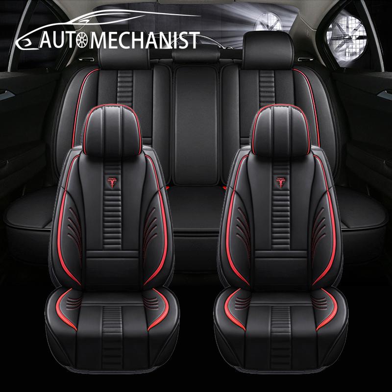 

Car Seat Covers Luxury Cover PU Leather Vehicle Cushion Mats Automotive Interior Pad Accessories Chair Protection With Storage Bag