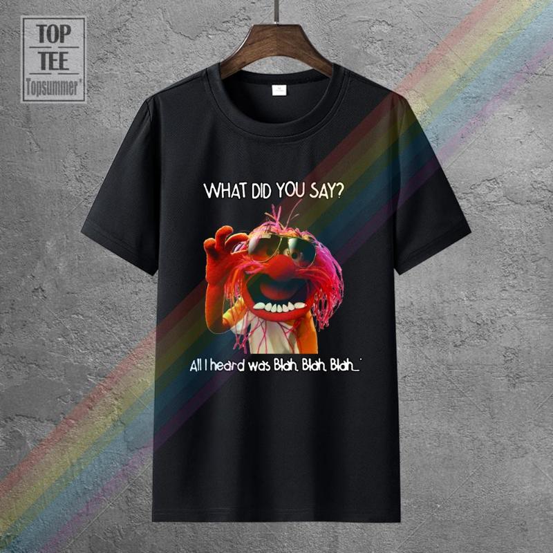 

Men's T-Shirts Men Funny T Shirt Fashion Tshirt What Did You Say All I Heard Was Blah Animal Muppet Women T-Shirt, White;black