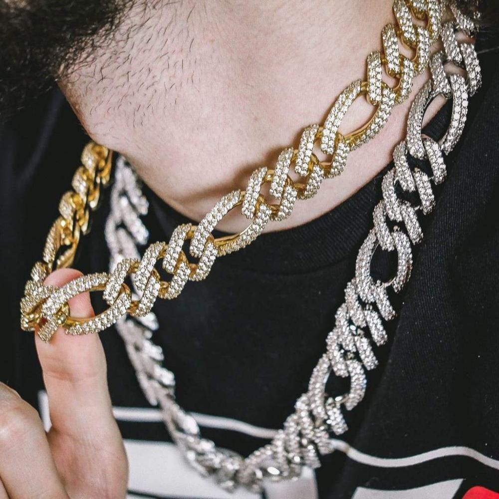 

19mm big heavy men chain iced out bling hip hop jewelry 5A cz figaro chain necklace for men boy X0509
