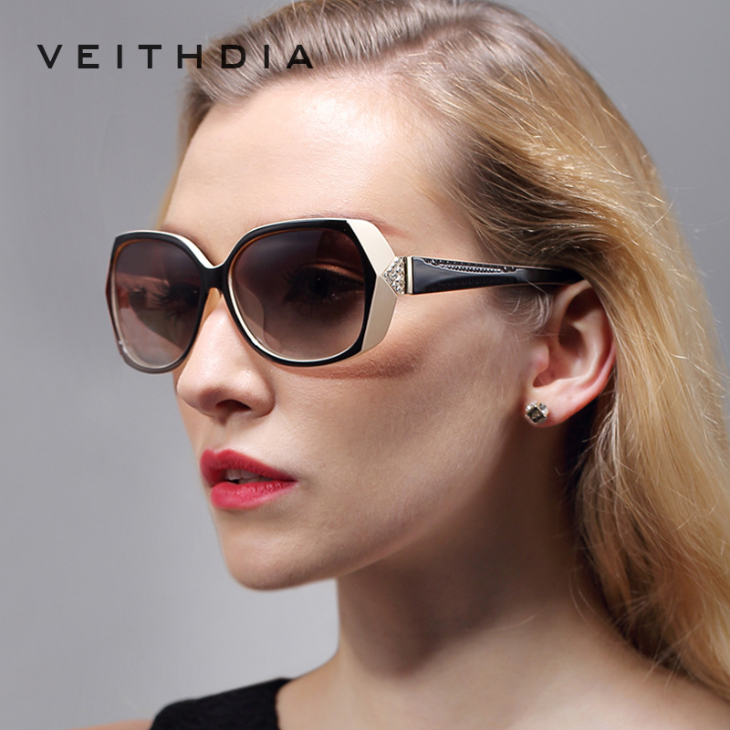 

VEITHDIA Retro TR90 Vintage Large Sun glasses Polarized Carved Diamond Ladies Women Sunglasses Eyewear Accessories 7011