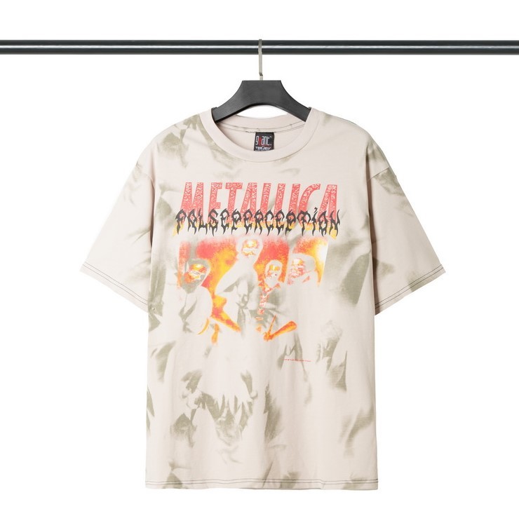 

fashion t shirt vintage wash destroy tie dye portrait short sleeve loose style trendy brand popular high street unisex, White;black