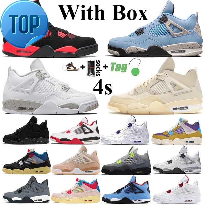 

2022 With Box Jumpman 4 4s Mens Basketball Shoes University Blue Infrared Sail Red Thunder Shimmer White Oreo Paris Black Cat Bred Women F, 29