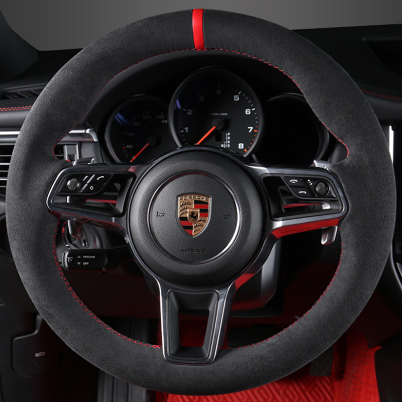

DIY custom hand-sewn steering wheel cover For Porsche macan 718 Cayenne panamera non-slip comfortable car wheel cover