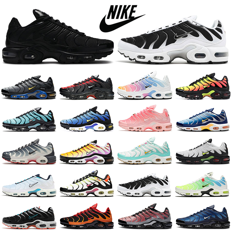 

Excellent Vapormax Tn plus men women tns running shoes triple black white Hyper Blue Greedy OREO Volt mens trainers outdoor sports sneakers Breathable, 40-46 greedy_1