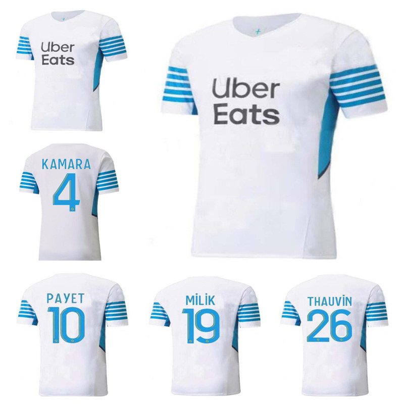 

21 22 Marseille soccer jersey 2021 2022 maillot foot CUISANCE THAUVIN BENEDETTO KAMARA PAYET football shirts adult men + kids kit, 21/22 marseille away