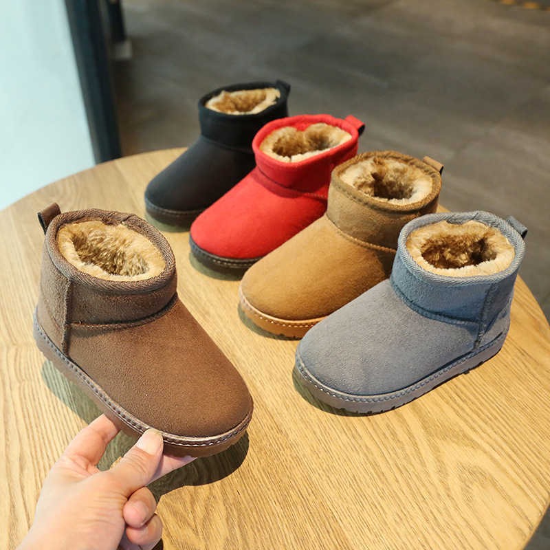 

Children's snow boots boys and girls 2021 new winter Plush warm cotton shoes baby snow boots children's cotton boots, Khaki