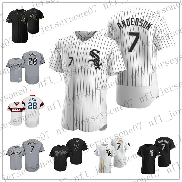 

Custom Chicago men women youth White Soxss 7 Tim Anderson 28 Leury Garcia White black Authentic 2020 Home Jersey