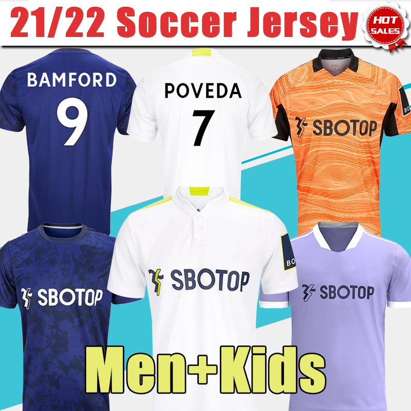 

Football Jerseys 3rd Purple 21/22#9 BAMFORD Home White Soccer Jersey #10 RAPHINHA Away Blue Shirt 2021/2022 Men Adult Kids Uniforms on sale, Kids kit away