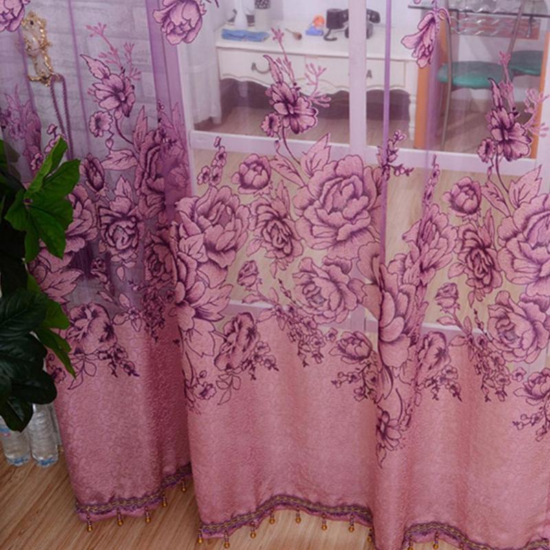 

Curtain & Drapes 50%1Pc Flower Jacquard Tulle Window Drape Bedroom Balcony Living Room Decor