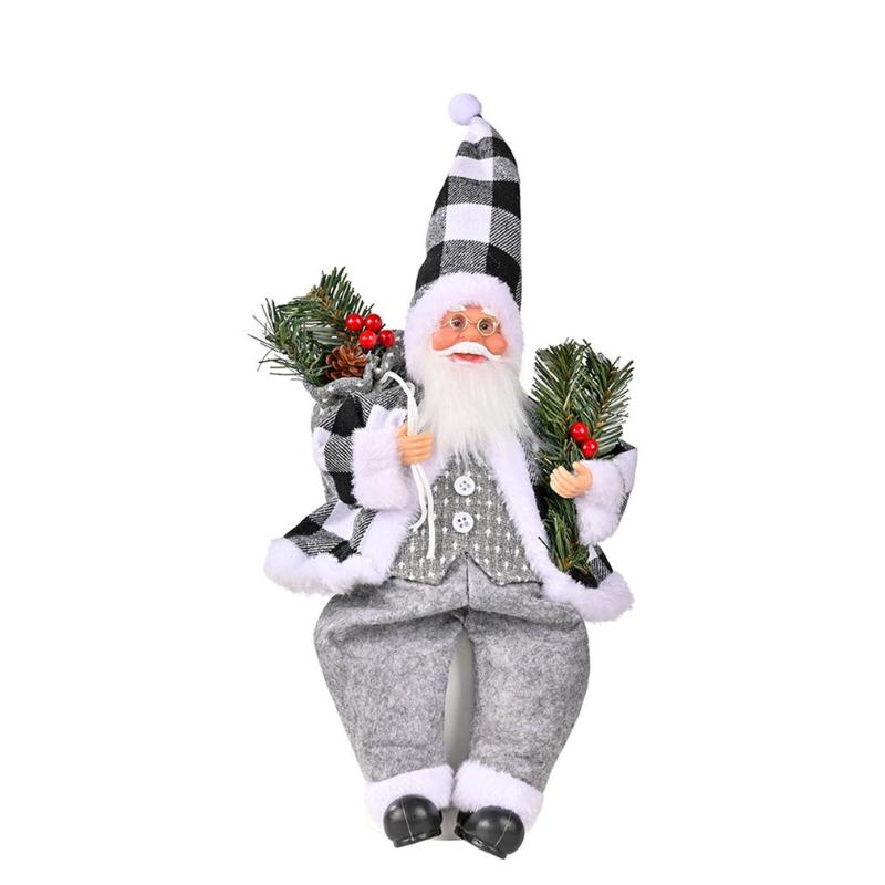 

Christmas Decorations Santa Claus Doll Holding Matsuba Stuffed Figurine Figure Decoration Table Top Ornament For Party