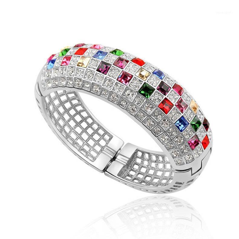 

Charm Bracelets Austrian Crystal Gold Bangle Fashion Multicolor For Women Bracelet White Color1