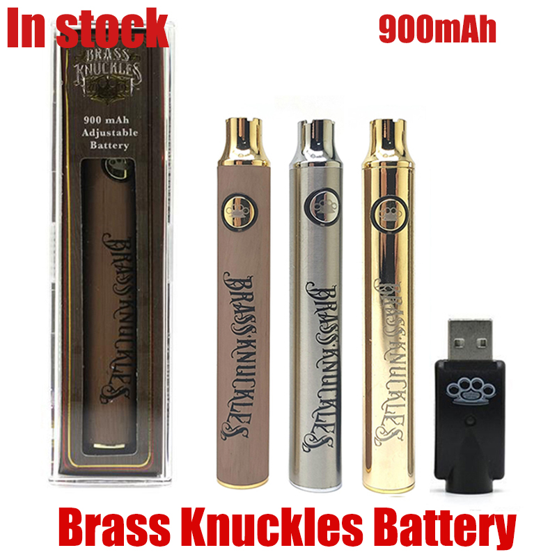 

Brass Knuckles Battery 900mAh Good Wood SS Vape Pen 650mAh BK Preheat Adjusted VV Variable Voltage Usb Charger Batteries For 510 Thick Oil Cartridge Tank Stock
