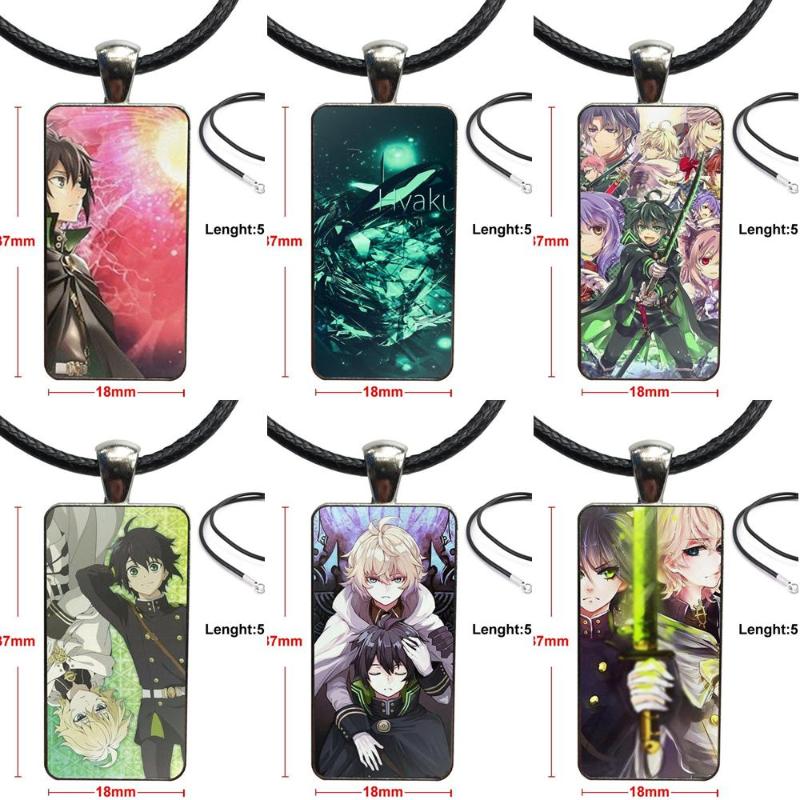 

Pendant Necklaces For Women Men Party Glass Galaxy Necklace Steel Plated Jewelry Japan Anime Seraph Of The End, Silver