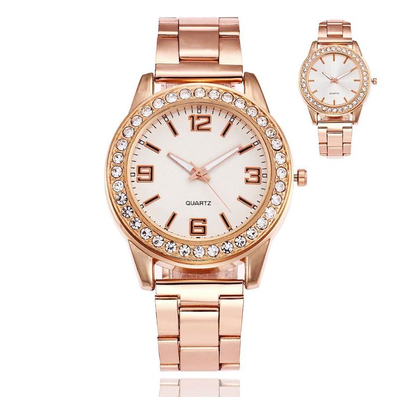 

Wristwatches Men Dress Watch Business Alloy Wrist Fashion Women Quartz Watches Male Rhinestone Gifts Clock, Style b gold