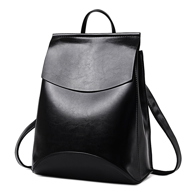 

Fashion Women High Quality PU Leather Teenage School Shoulder Bagpack, Black
