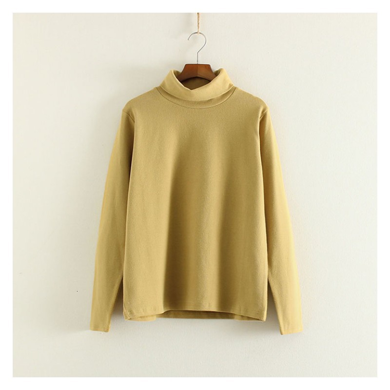 

Women's T-Shirt Turtleneck long sleeve basic tee t-shirt female 1XYB, Gold