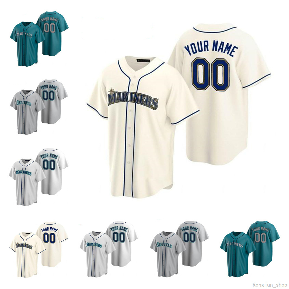 

Custom 2021 Mariners Men Women kids Ken Griffey Jr. Jersey Felix Hernandez Edgar Martinez Mitch Haniger Kyle Seager Suzuki Ichiro Baseball, Blue;black