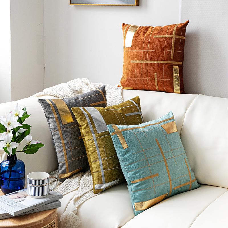 

Cushion/Decorative Pillow Golden PU Embroidery Cushion Cover Orange Blue Yellow Velvet Sofa Home Decorative Case 45x45cm/30x50cm