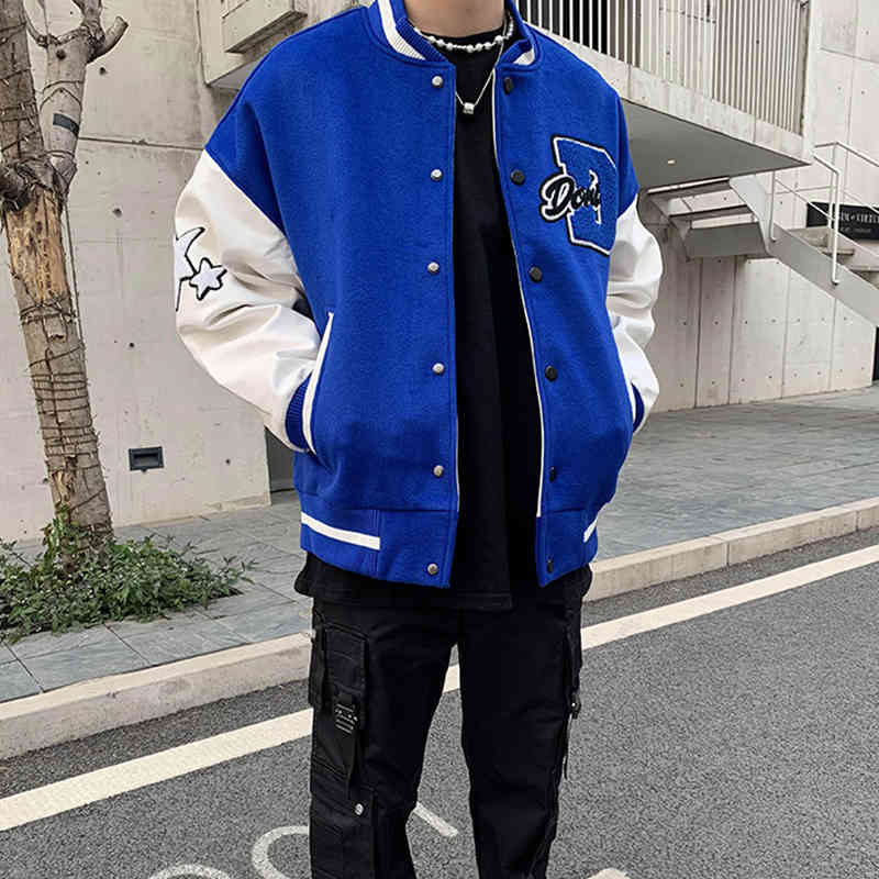 

Men's Jackets Hip hop vintage varsity baseball jacket of hairy men stars embroidered letters sliced jackets harajuku women's college unisex ESGO, 1# shoe box