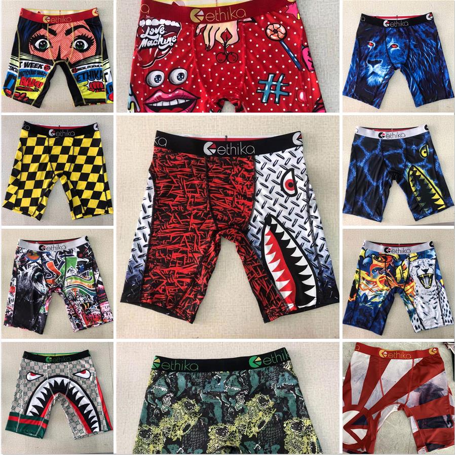

High-quality mens boxer men underpants ethika boxers shorts Promotion Random styles underwear quick dry briefs graffiti printing swim trunks, Black;white