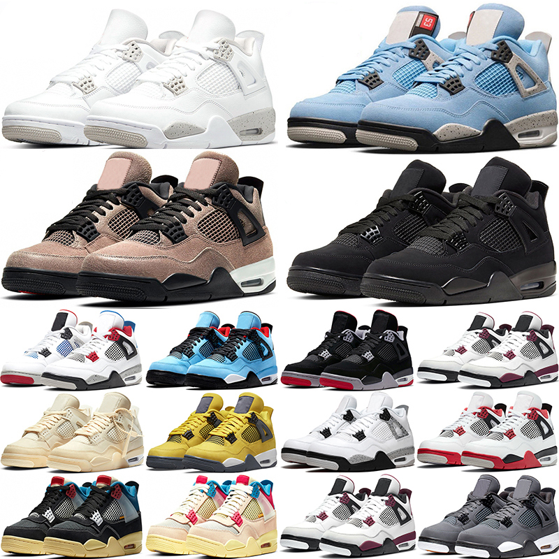 

jumpman 4s 4 White Oreo University Blue basketball shoes Shimmer Black Cat What The Taupe Haze Sail Fire Red Desert Moss Doernbecher Sports Sneakers Mens Trainers, Cool grey