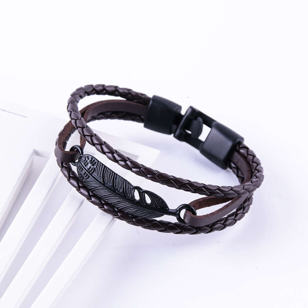 

Hand catenary selling braided rope CLASP BRACELET personalized feather Bracelet, Golden;silver