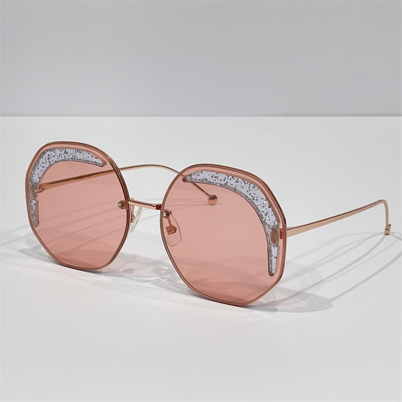 Brand Design Women Sunglass Luxury Fashion Style Sunglasses Round Rimless Summer Colorful Lens Ladies Holiday Eyewear Oversized Sun Glasses