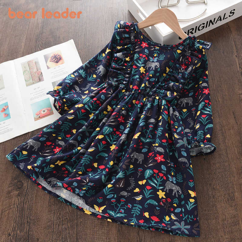 

Bear Leader Girl Kids Floral Casual Dresses Fashion Baby Ruffles Cute Dress Children Spring Full Sleeve Costumes 3-7Y 210708, Az2551pink