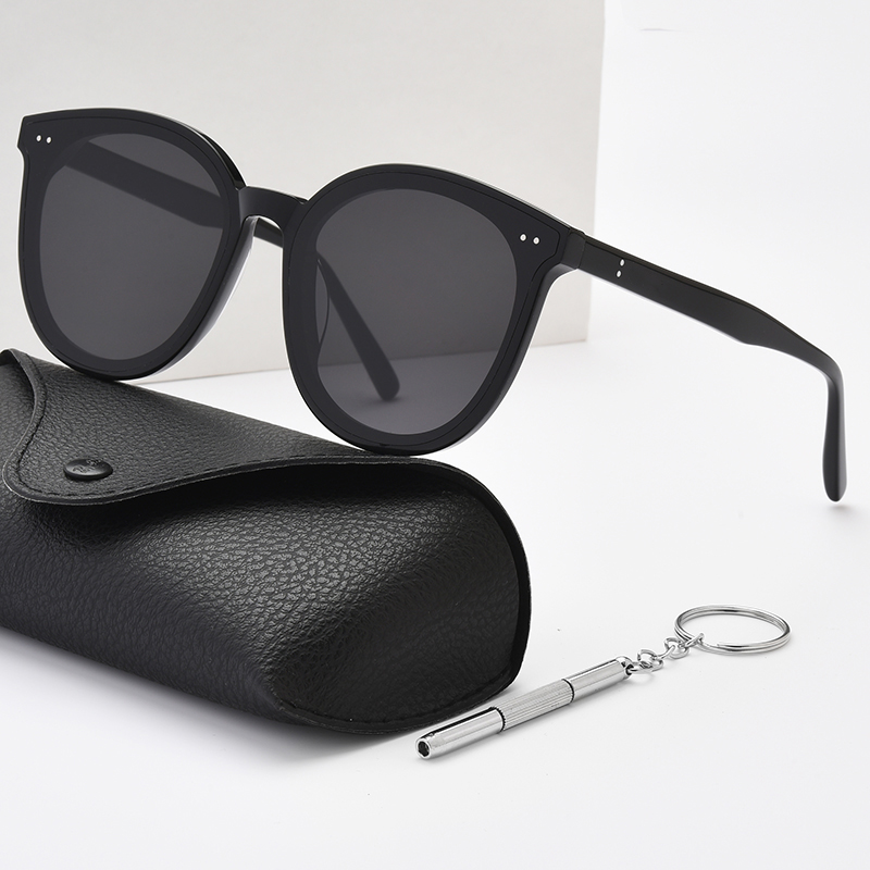 

8 Style Luxury Brand Designer Round Man Women Sunglasses 2022 High Quality Cat eye Black Oversized UV400 Polarized Glasses, White;black