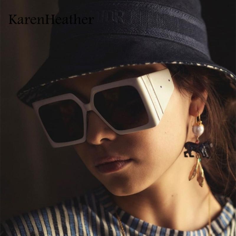 

Sunglasses 2021 Oversized Retro Luxury Designer For Men Women Square Frame Fashion Sun Shades UV400 Vintage Glasses Eyewe