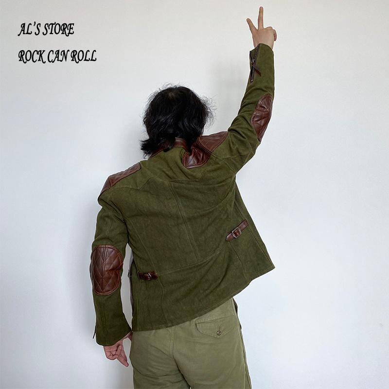 

Men's Jackets 1937 Read Description! Asian Size Army Style Genuine Canvas Coat Cowhide Leather Wax Water Proof Jacket, Green