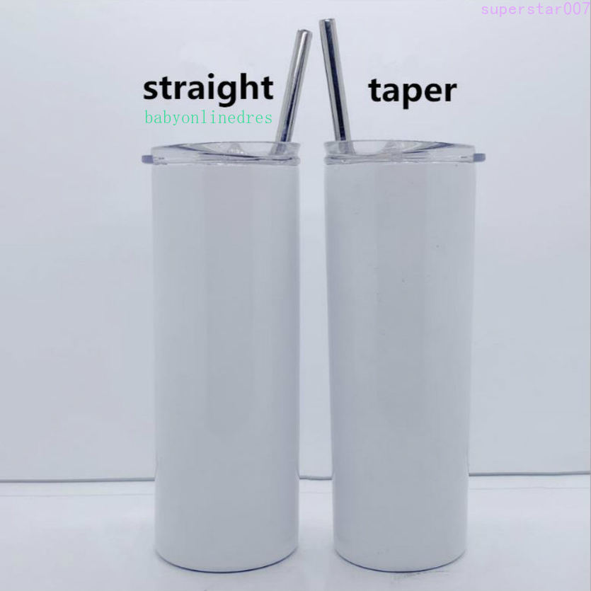 

DIY sublimation tumbler 20oz stainless steel slim tumbler straight tumblers vacuum insulated travel mug best gift, White