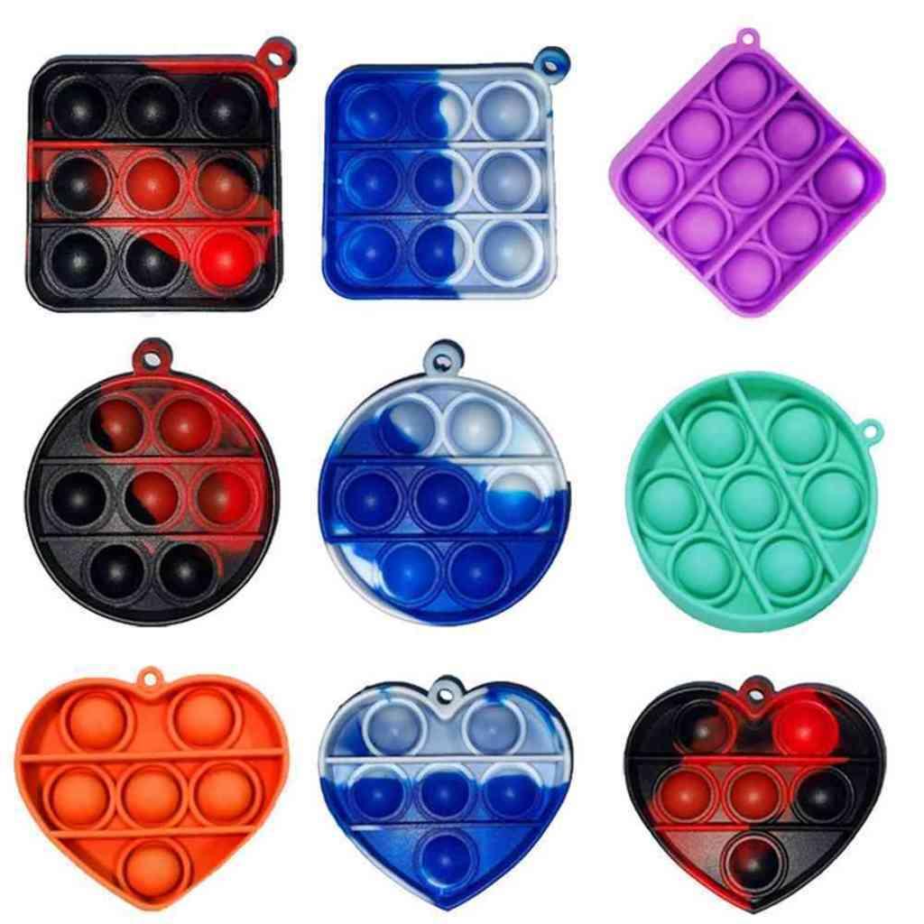 

Pioneer Push Pop Puzzle Toy Key Chain Fidget Bubble Kids Decompression Toys Silicone Patchwork Anxiety Stress Reliever Poo-its Keyring Pande