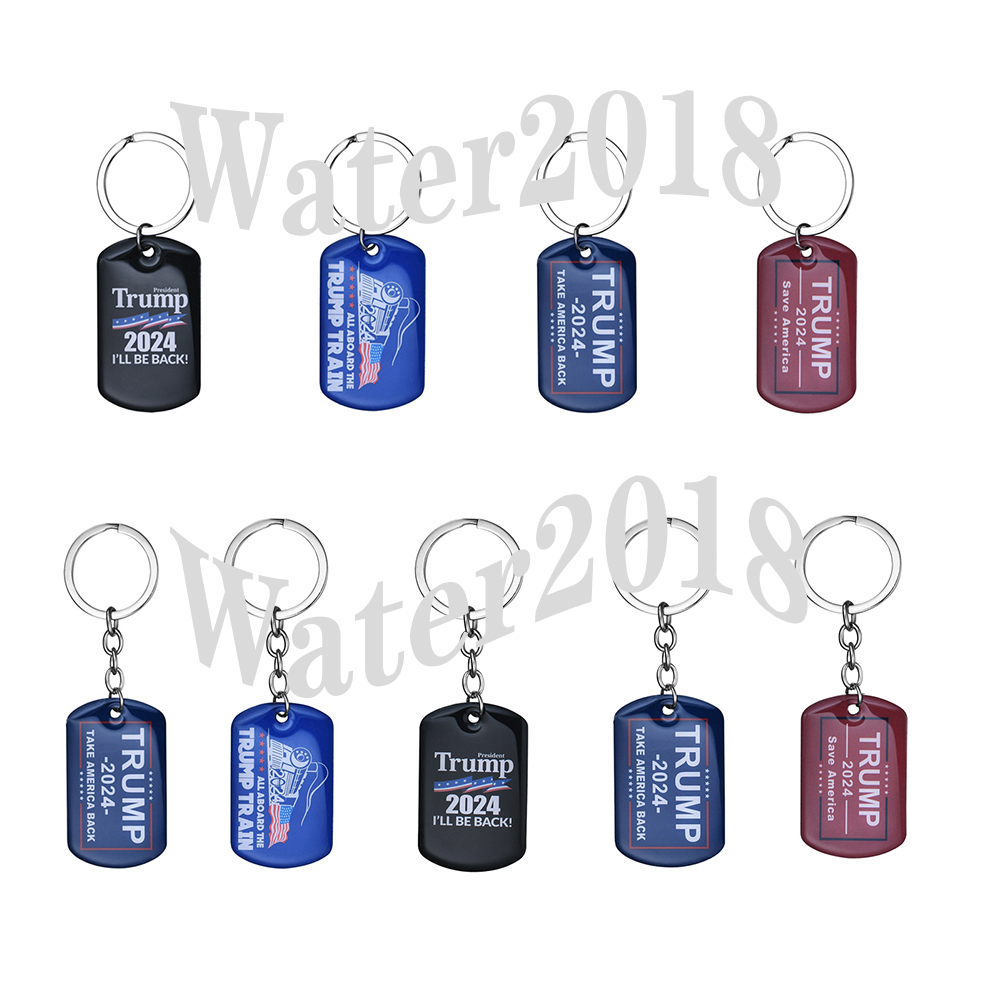 

2024 Trump Key chain US Party Favor President Election Flag Pendant Stainless Steel Tags I'll Be Back Keyring 9 Style