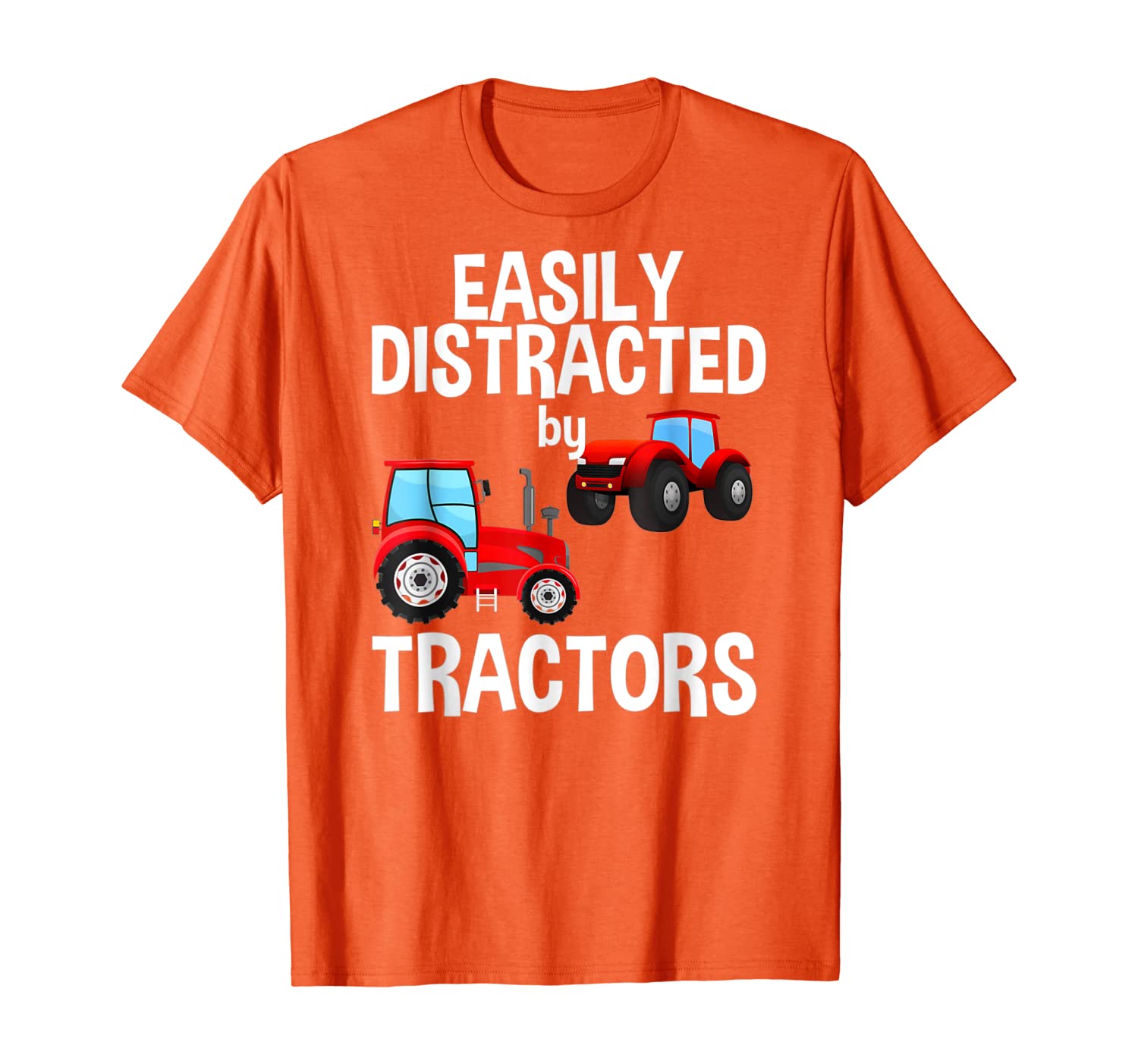 

Easily Distracted By Tractors Farmer Red Tractor T-Shirt, White;black