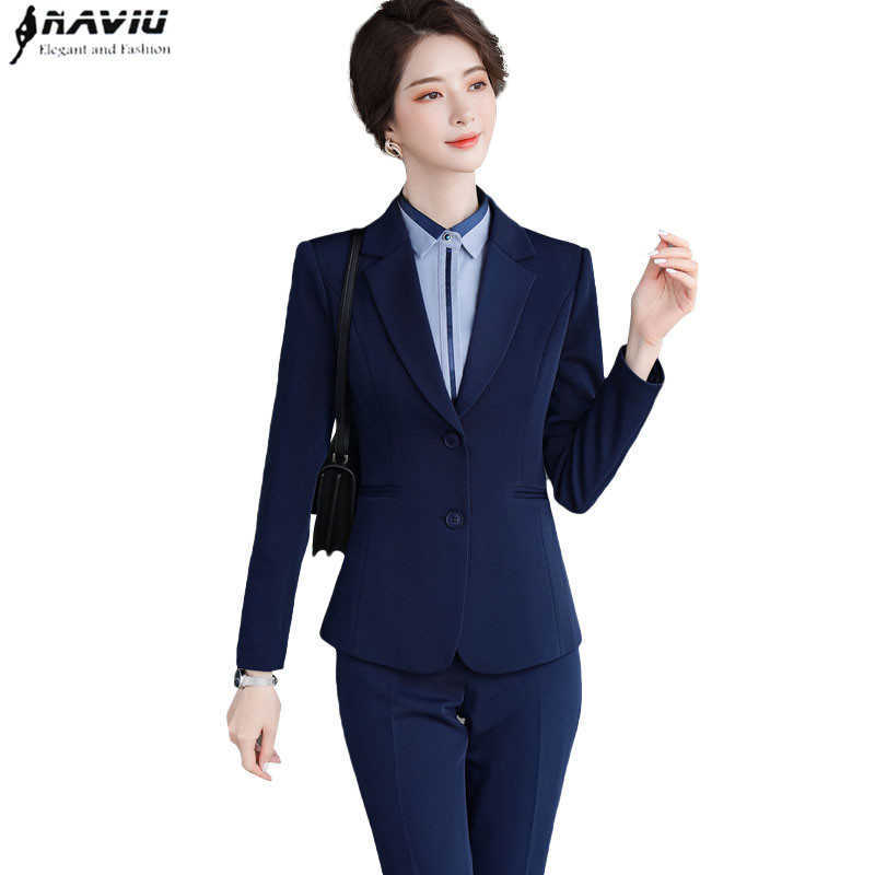 

Business Pants Suit Women Fashion Temperament Long Sleeve Slim Blazer and Trousers Office Lady Formal Interview Work Wear 210604, Black coat and pants