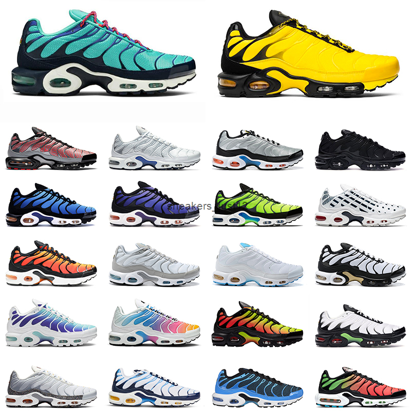 

tn plus mens running shoes discover frequency pack triple white black multi hyper blue men women trainer sports sneakers size 36-45