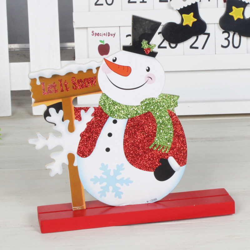 

Christmas Home Table Decoration Merry Christmas Santa Snowman Deer DIY Desk Ornament Table Centerpiece Wooden Dinner Room Decor GGE1914
