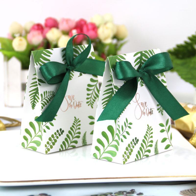 

Gift Wrap 10Pcs/Set European Green Leaves Forest Style Candy Box Wedding Christmas Favors Thanks Giveaways Chocolate Packing