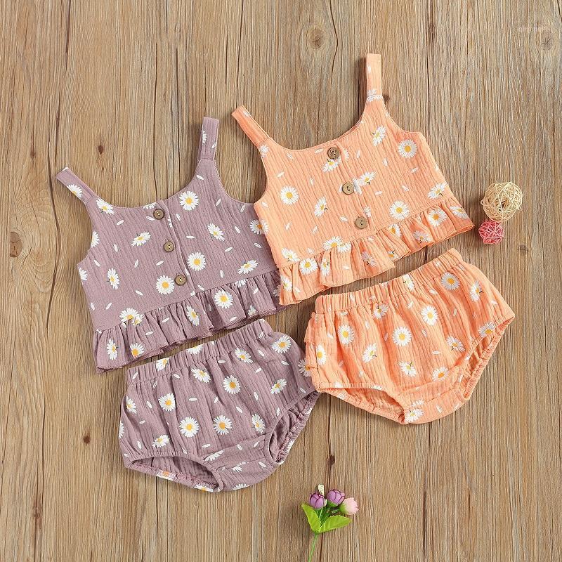 

0-24M Cute Born Baby Girl Sleeveless Floral Tank Tops Bloomers Shorts 2PCS Outfits Summer Clothes Set Clothing Sets, White