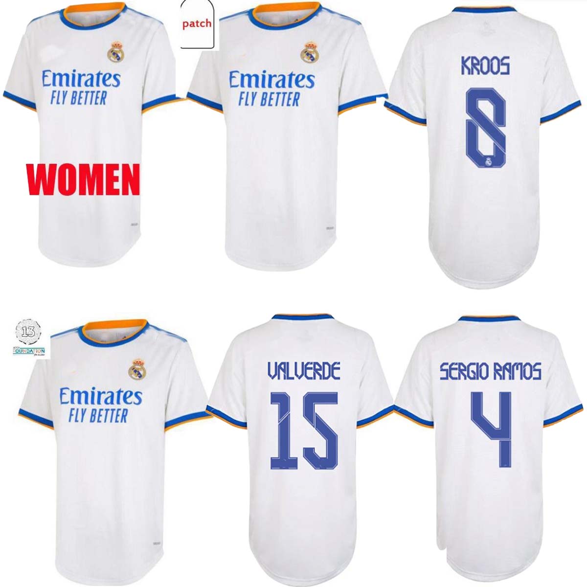 

WOMEN 2021 2022 Real madrid grils soccer jerseys 20 21 home away third pink BENZEMA BALE HAZARD ZIDANE SERGIO RAMOS ladies football shirts, White