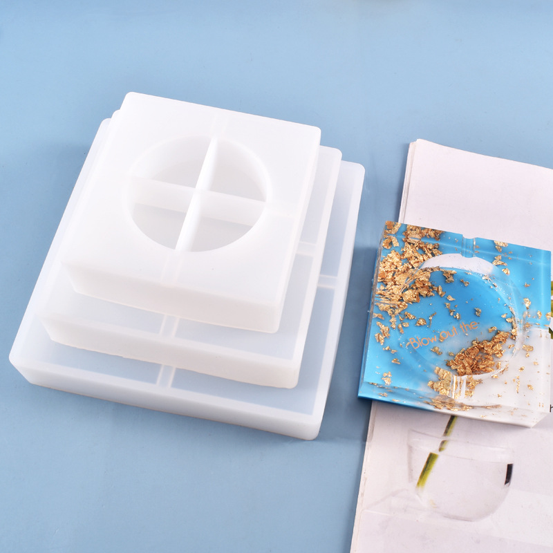 

Square ashtray mold silicone resin molds ash tray moulds high mirror DIY ashtrays mould tableware drink pouches silicone molds baking too