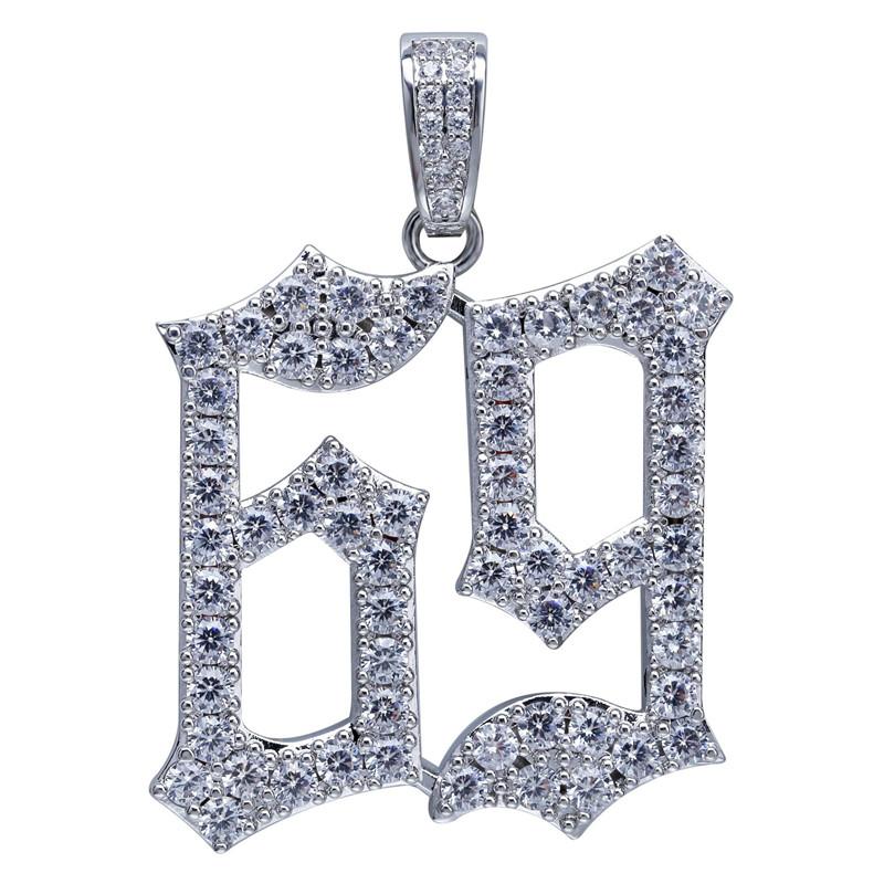 

Pendant Necklaces Hip Hop Jewelry Iced Out CZ 69 Letter Diamond Necklace Gold Silver Plated Rapper 6ix9ine