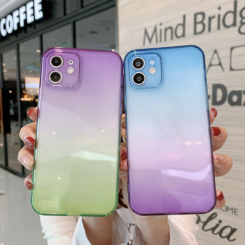 

Transparent gradient color TPU soft shell cell-phone Protection cases back cover for iPhone 6S 7 8 Plus X XR XS 11 12 Pro Max Protective phone case