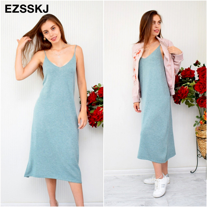 

2021chic a-line basic spring summer dress strapless knit dress women loose camisole oversize long dress female knit maxi, Black;gray