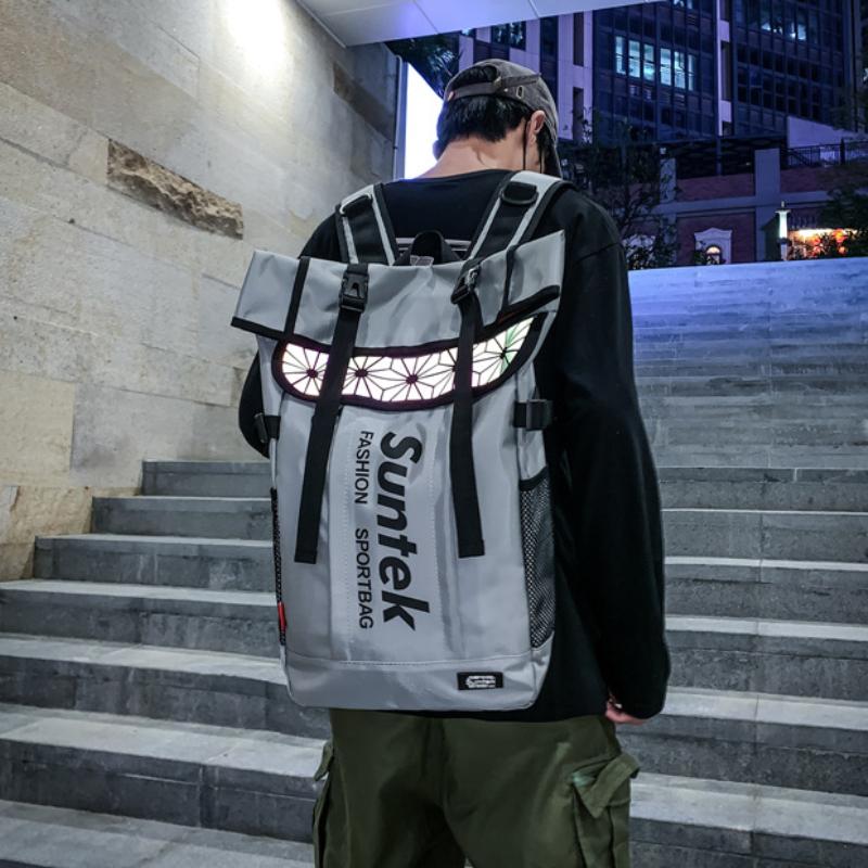

Backpack Hip Hop Men's Backpacks Women 2021 Hasp Vintage Laser Korean Waterproof Nylon Streetwear Harajuku School Bags