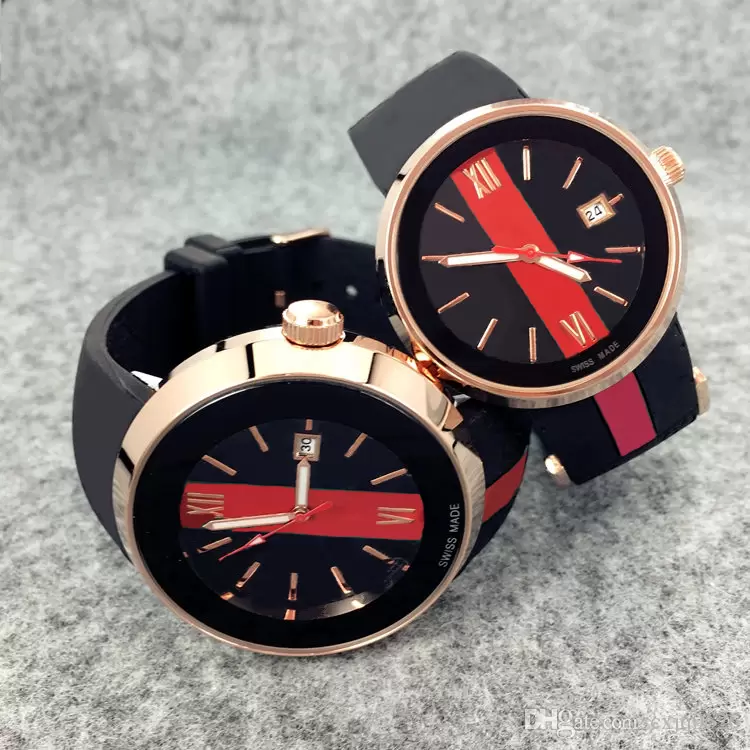 

NEW Fashion Rubber Man Women Watch Calendar Luxury Casual Quartz Date Montre Reloje De Marca Business Simple Wristwatch dropshipping Lady Clock Couple Lover watch, Rose black small